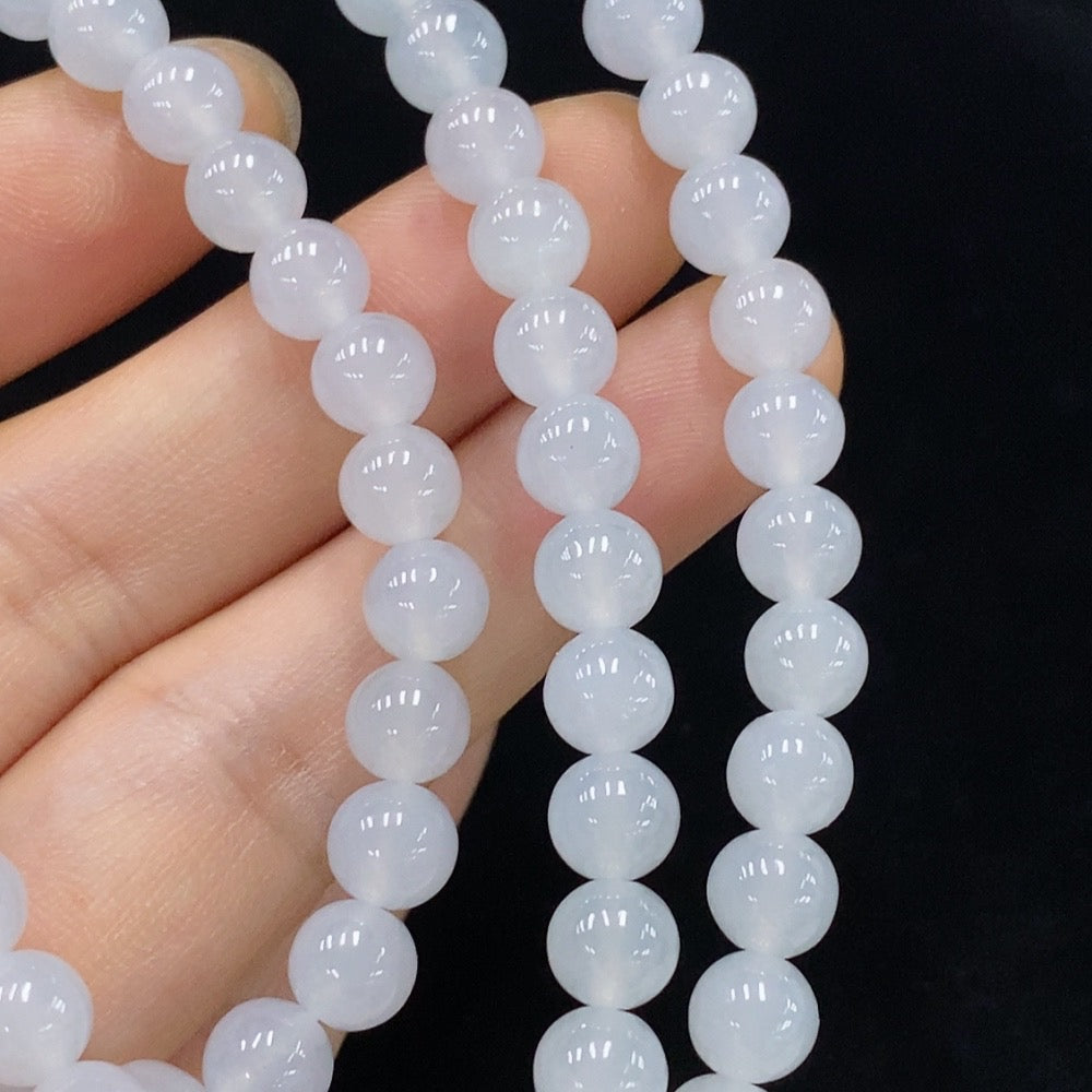 HUILIU HQ jadeite bead necklace with 6.6mm beads, approximately 58.75 grams, non-gold jade jewelry, natural stone design