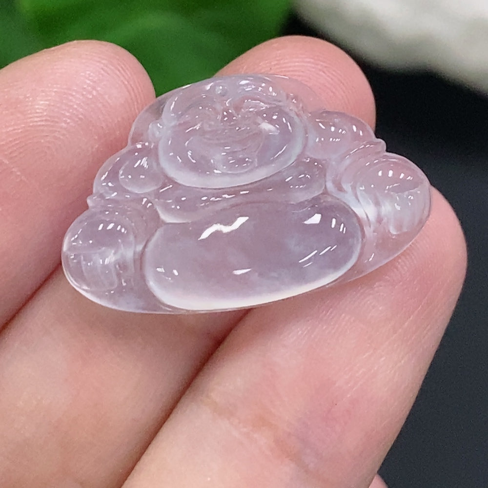 Jadeite Buddha inlay piece from HUILIU HQ, approximately 3.1g, featuring intricate jade carving of Buddha figure.