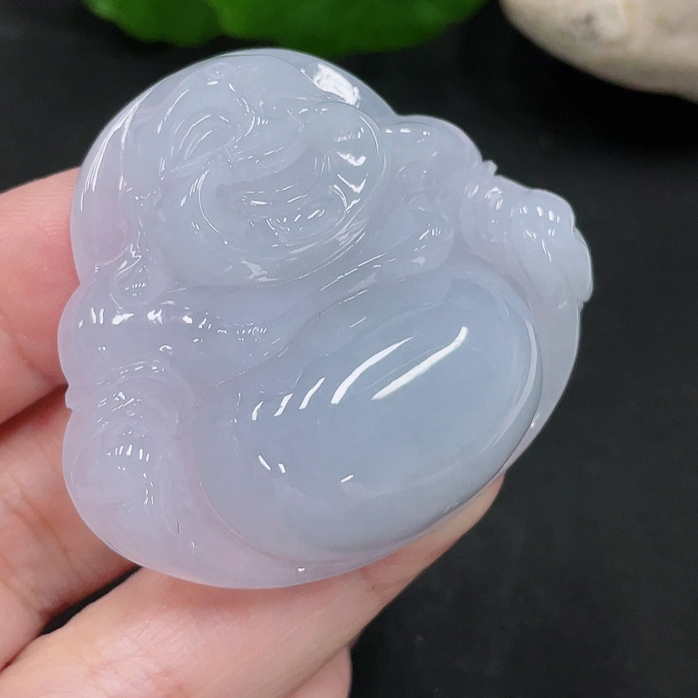 Jadeite Buddha pendant from HUILIU HQ, carved from green jade, weighing approximately 38.7g, detailed Buddha figure with smooth finish.
