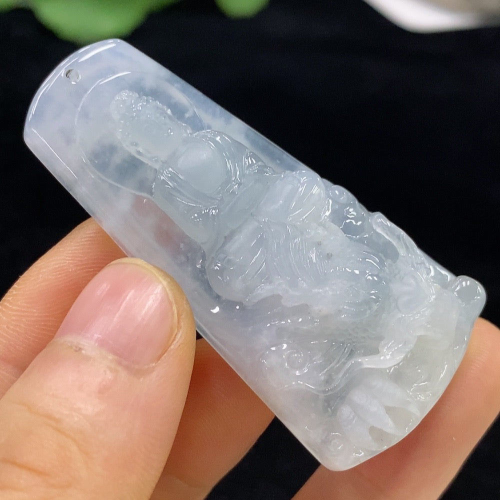 Jadeite Divine Dragon Protector Pendant by HUILIU HQ featuring a detailed jade dragon design on a polished jade pendant.