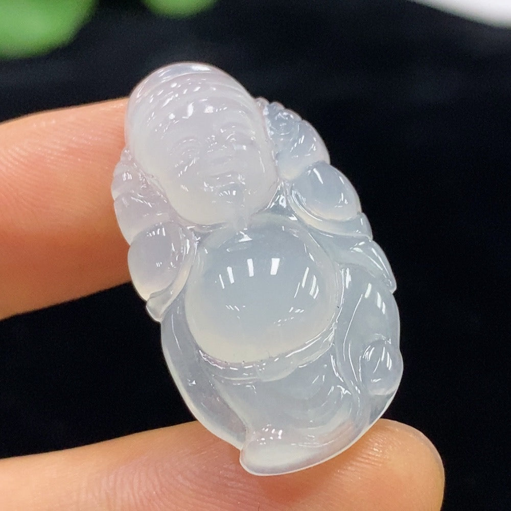 HUILIU HQ jadeite God of Wealth pendant, detailed carved jade jewelry, approximately 5.07g weight, traditional spiritual design