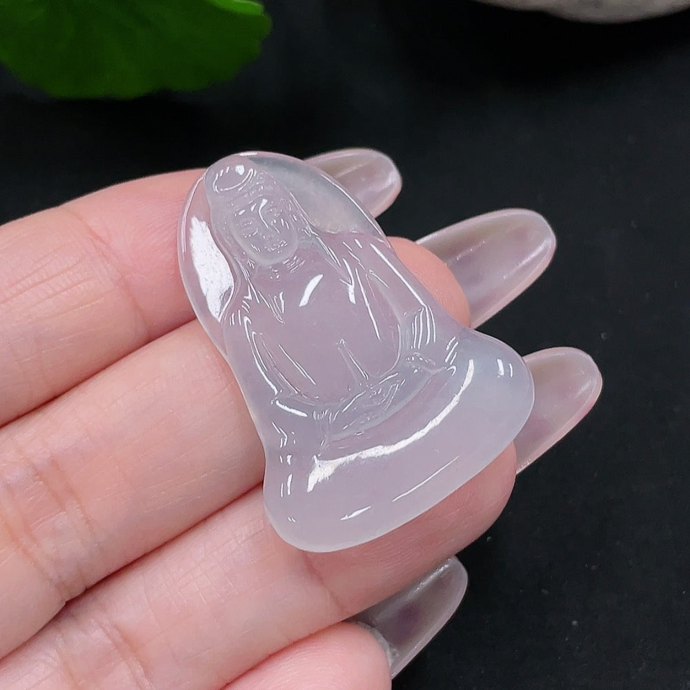 Jadeite Guanyin pendant from HUILIU HQ, crafted in green jade, featuring intricate design, weighing approximately 6.1 grams.