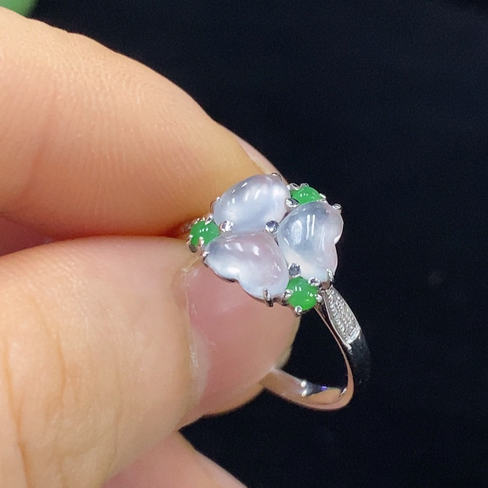 HUILIU HQ jadeite inlaid ring with 18k gold, size 13, featuring a smooth jade surface and total weight around 2 grams.