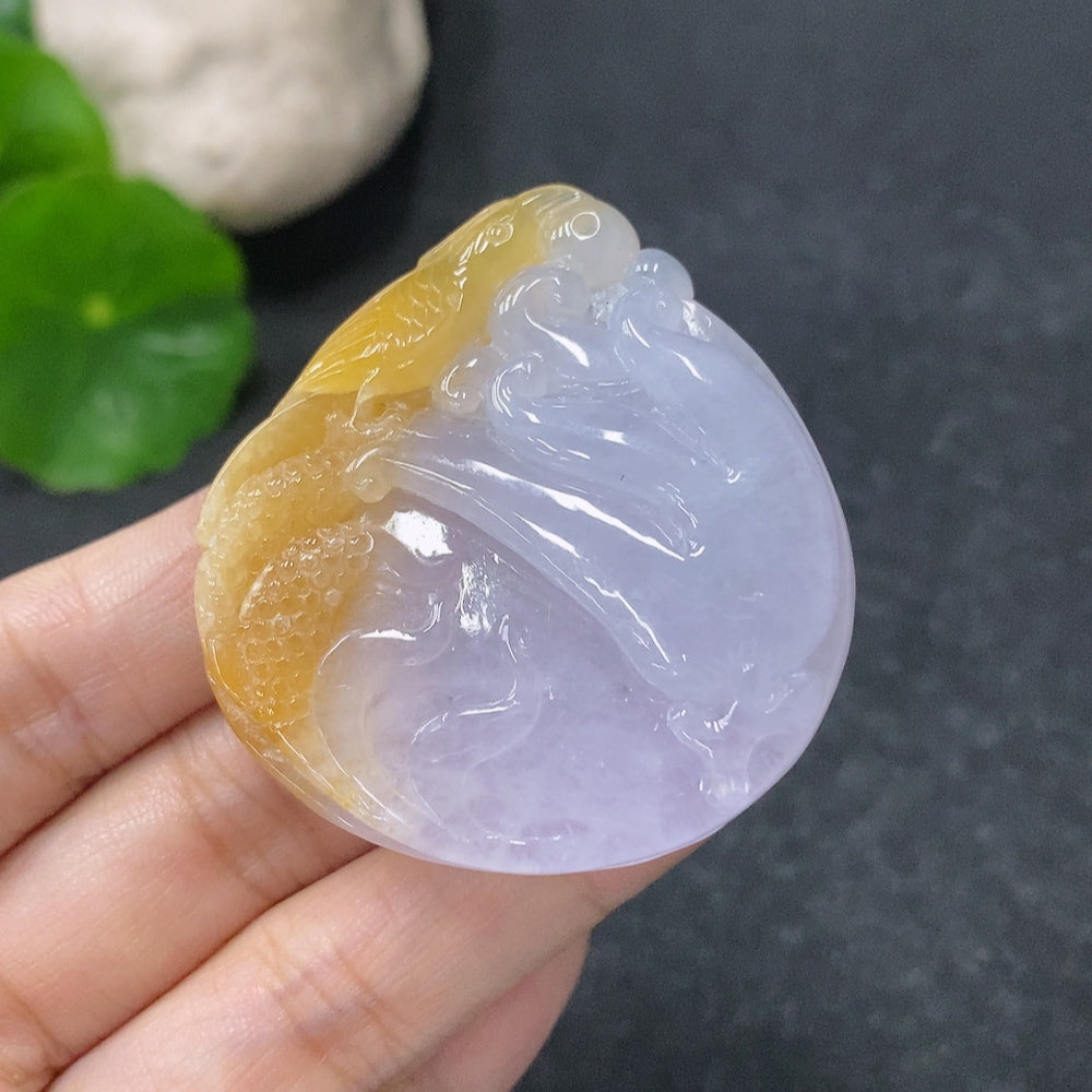 Huiliu HQ Jadeite pendant with undetermined color origin, showcasing smooth, polished jade craftsmanship.