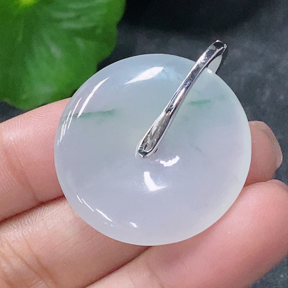 Huiliu HQ Jadeite pendant with peace buckle design, crafted from high-quality jade, non-certified, featuring smooth, polished surface.