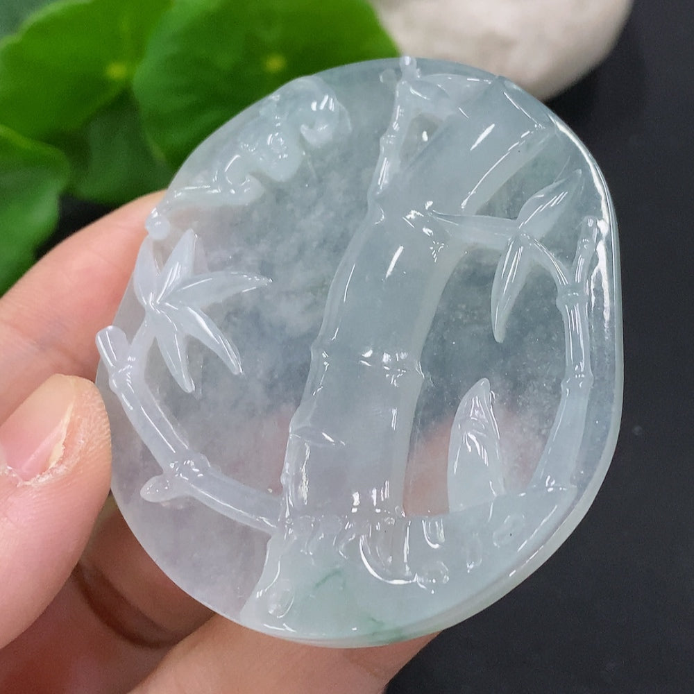 HUILIU HQ Jadeite Pendant Rising Joint, Jade jewelry with intricate design, weighs approximately 35.84g, natural green jade stone