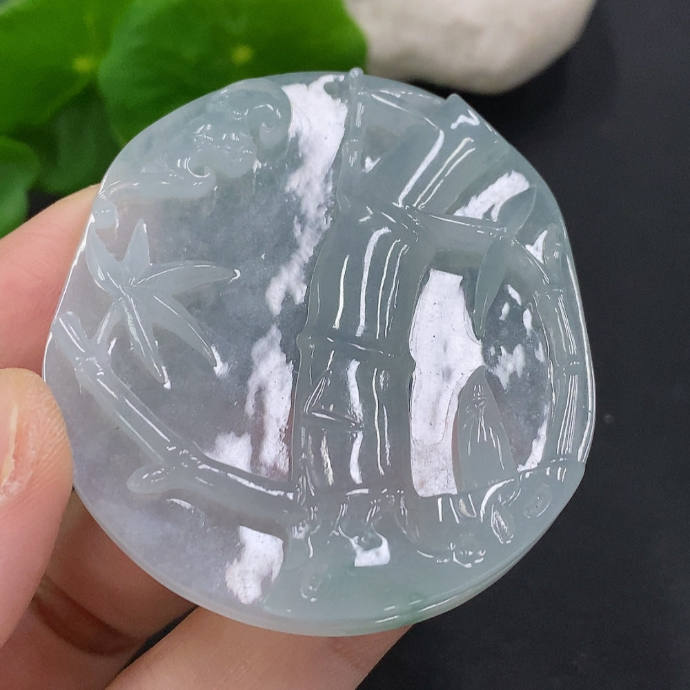 Huiliu HQ jadeite pendant Rising Joint by Joint, carved jade jewelry, weighing approx. 35.84g, showcasing intricate craftsmanship