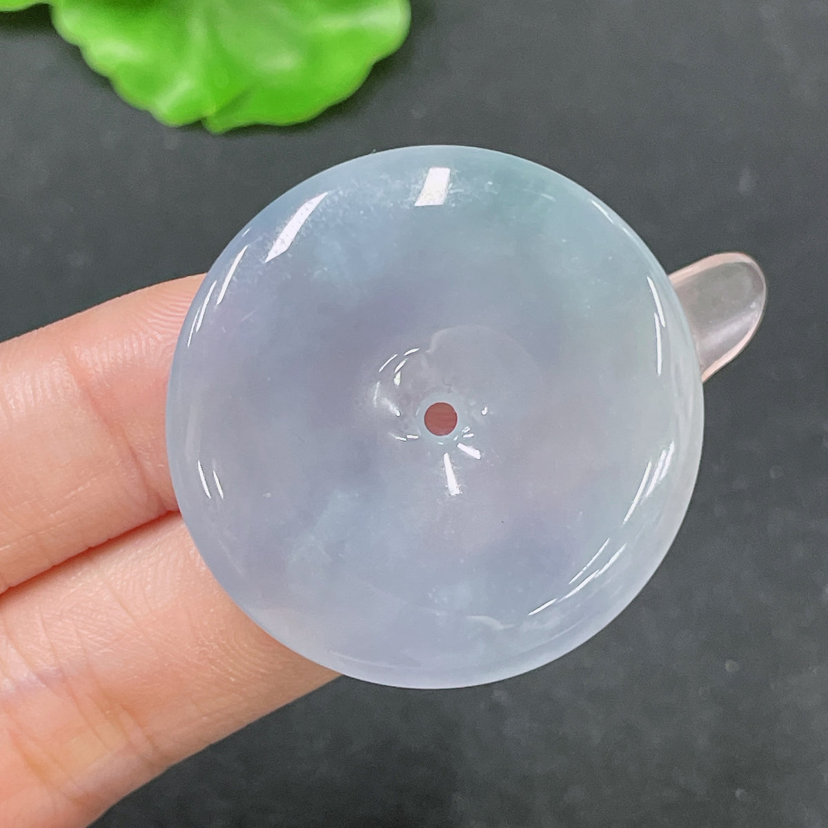 Huiliu HQ jadeite pendant safety buckle made of green jade, showcasing detailed craftsmanship and natural stone texture.