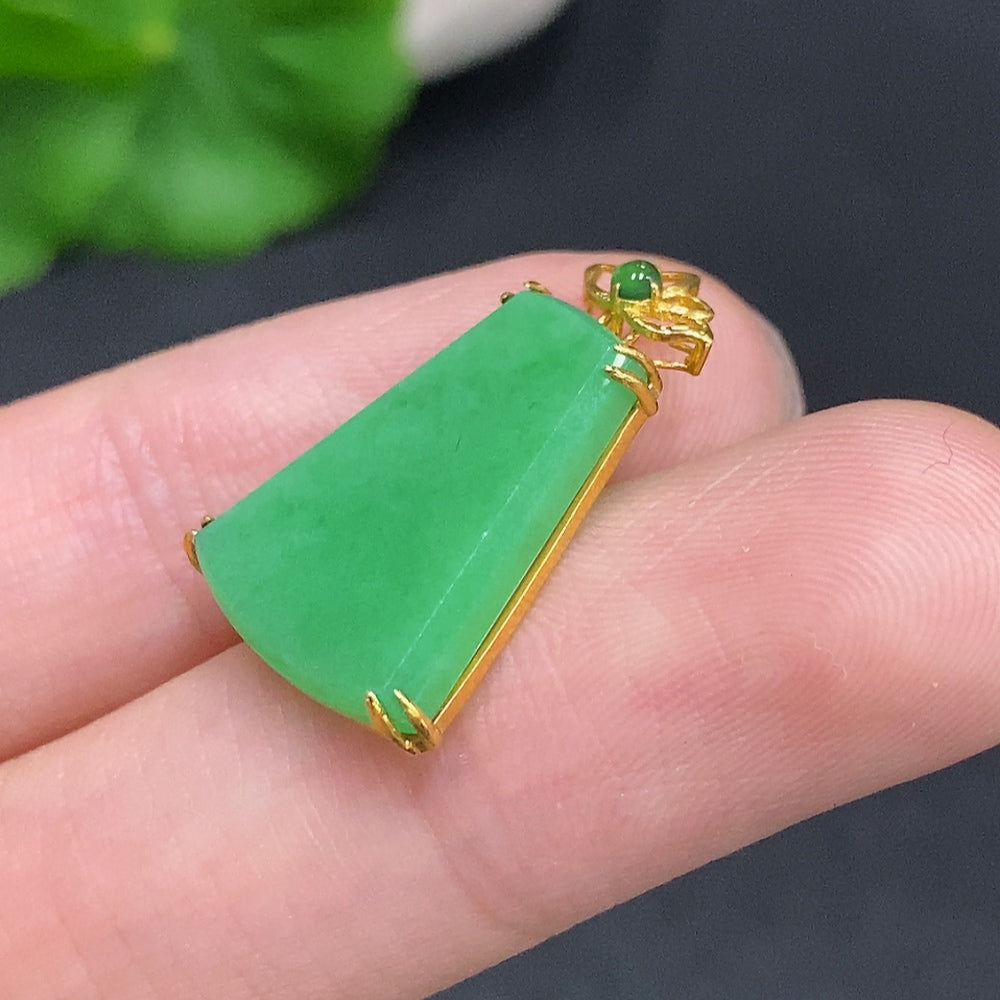 Huiliu HQ jadeite plain pendant with smooth, polished jade stone and cord, certified jade jewelry for elegant wear.