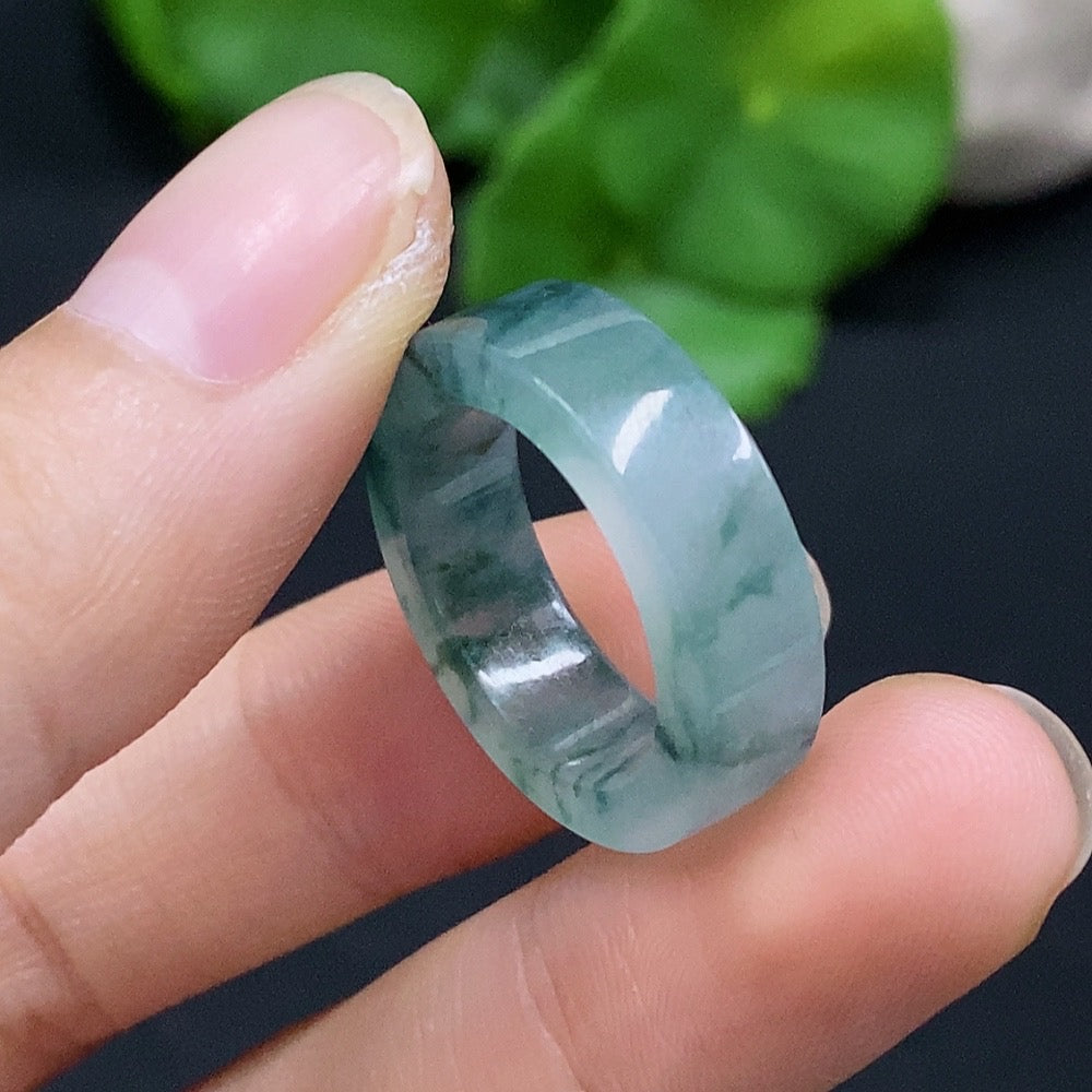 HUILIU HQ jadeite ring size 12 with a total weight of 4.23g, featuring a smooth, polished jade gemstone design.