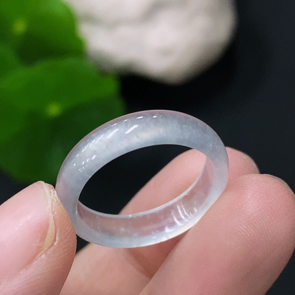 HUILIU HQ jadeite ring size 13 with a total weight of 1.76g, featuring a smooth jade gemstone and polished silver band.
