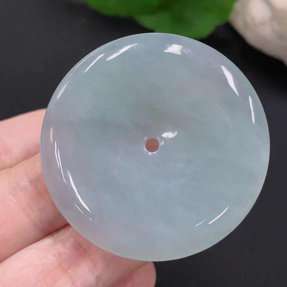HUILIU HQ Jadeite Peace Button Pendant featuring a smooth, polished jadeite jade pendant with carved peaceful design.