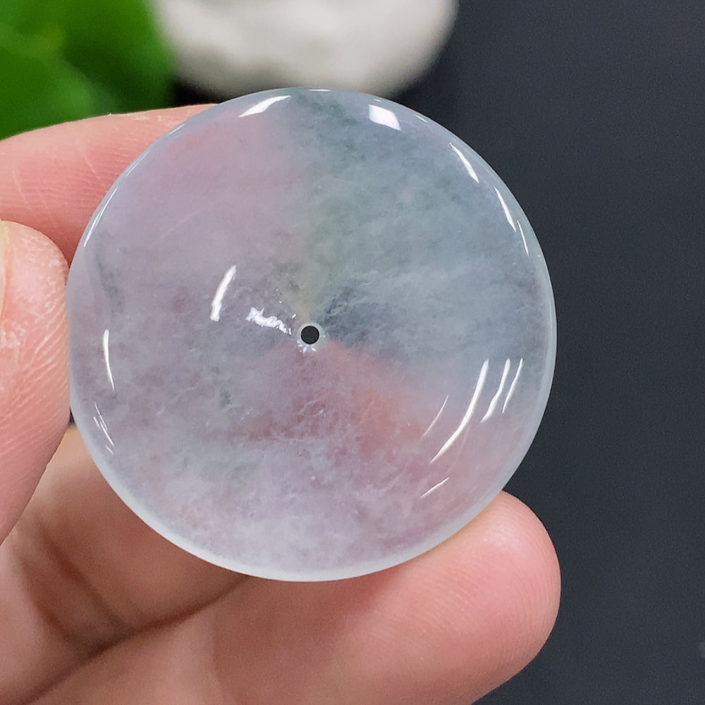 HUILIU HQ jadeite peace pendant, natural green jade, approximately 6.6g, featuring smooth polished surface and intricate design.