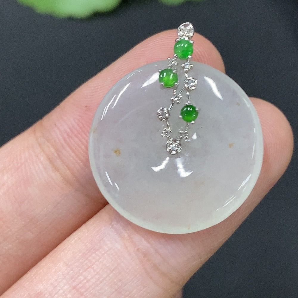 Natural Grade A Jadeite Peace Pendant from HUILIU HQ, featuring smooth jade with a peaceful design and Huiliu certification.
