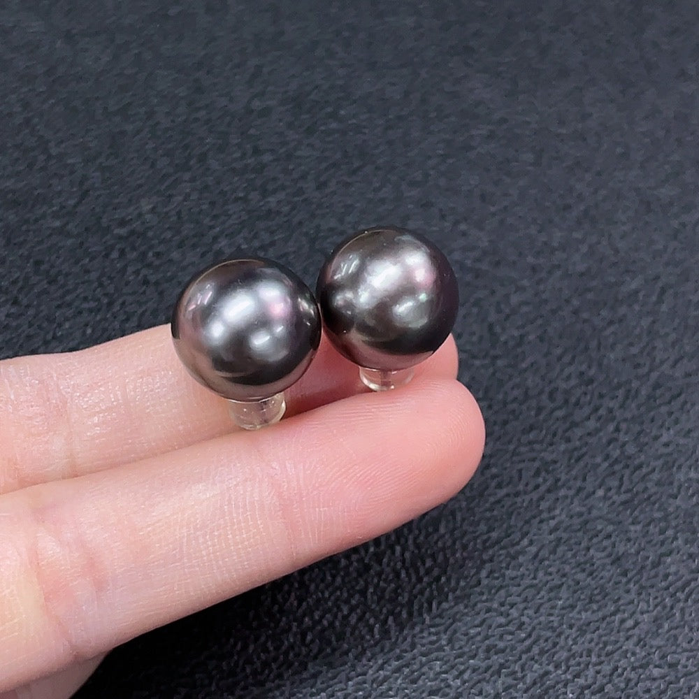 HUILIU HQ 18K gold saltwater pearl earrings, about 13.1mm with a total weight of 6.99g, featuring elegant freshwater pearls