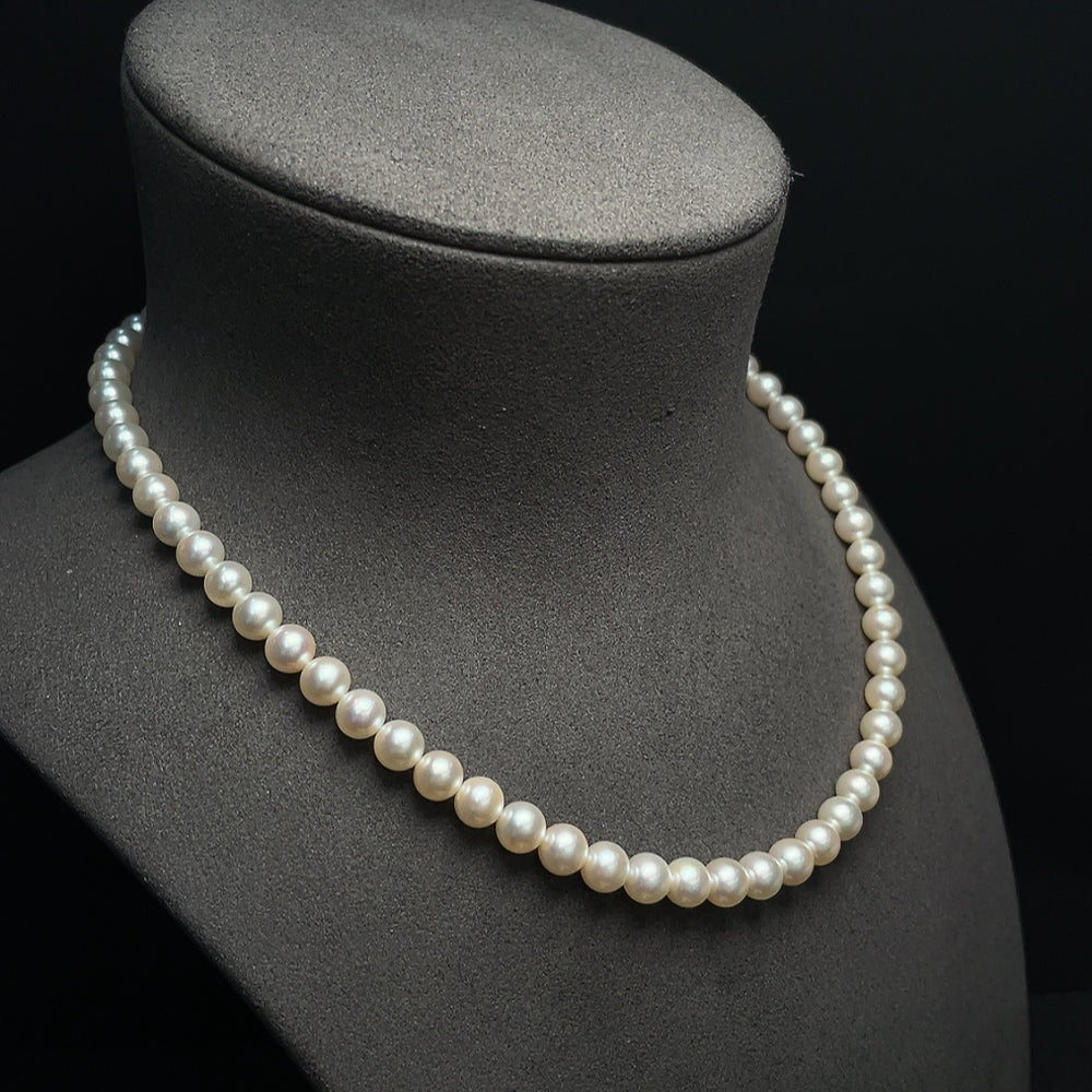 HUILIU HQ seawater pearl necklace with approx. 6.9mm pearls, non-gold, total weight 30.29g, elegant jewelry piece
