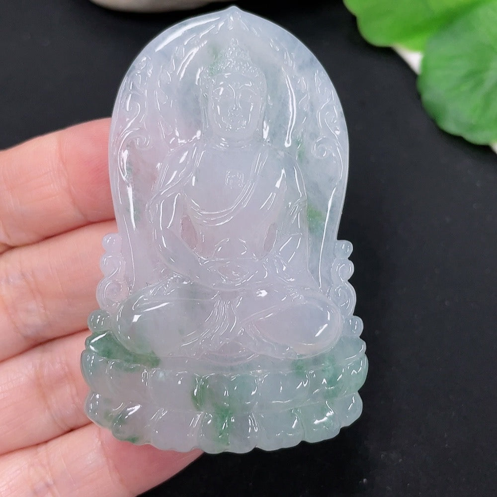 Jadeite Buddha Pendant, Total Weight Approximately 31.5g