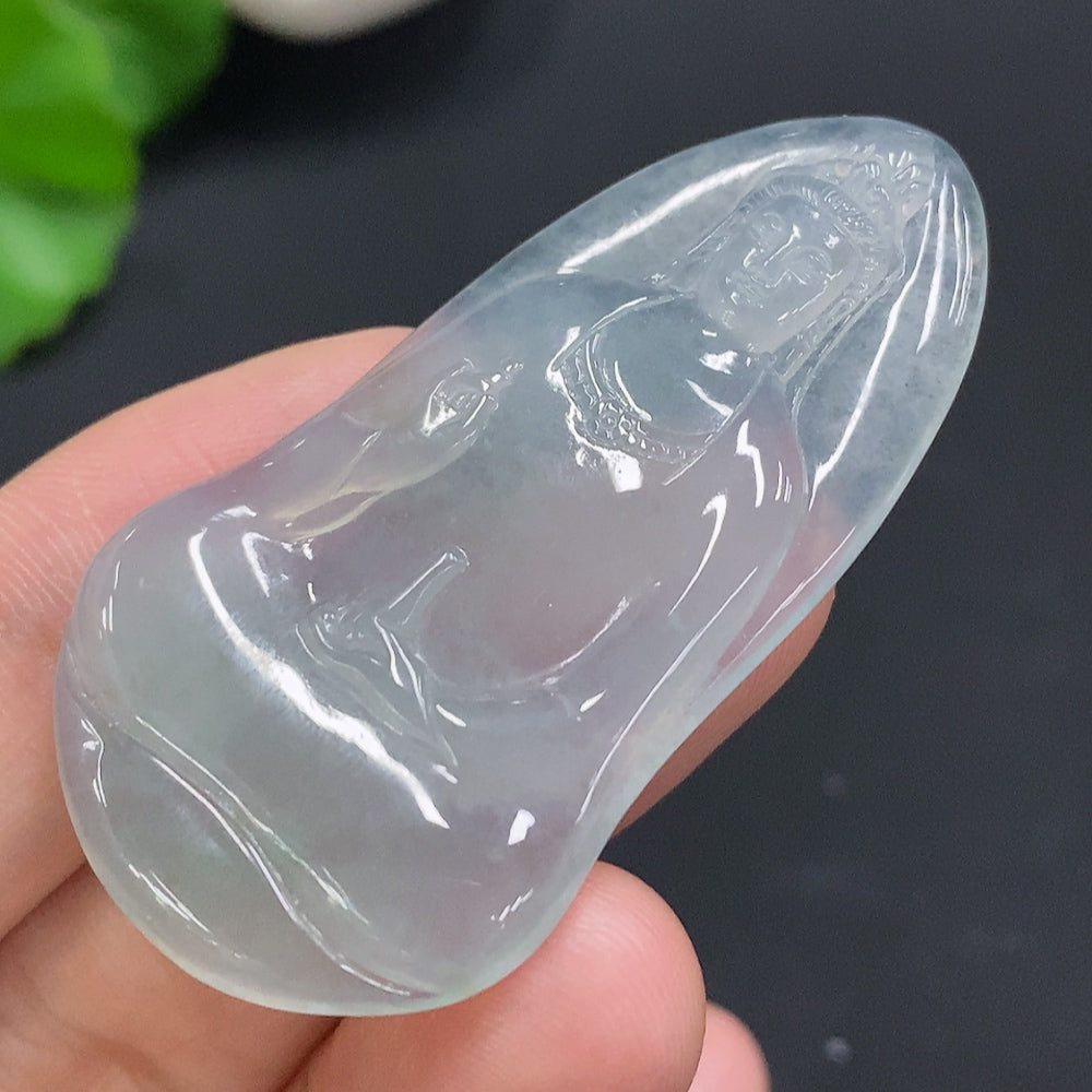 Jadeite Guanyin Inlaid Piece Total Weight Approximately 9.6g