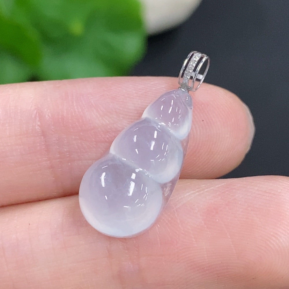 Jadeite Lucky Bean Pendant Unmarked 18K Gold with Diamond Accents Total Weight Approx. 2g