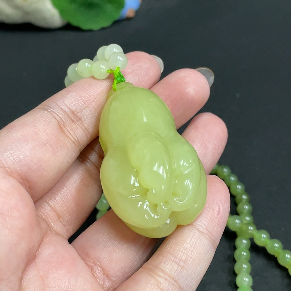 Hetian Jade Pendant  Bergamot  Total weight approx. [including chain] 81.1g