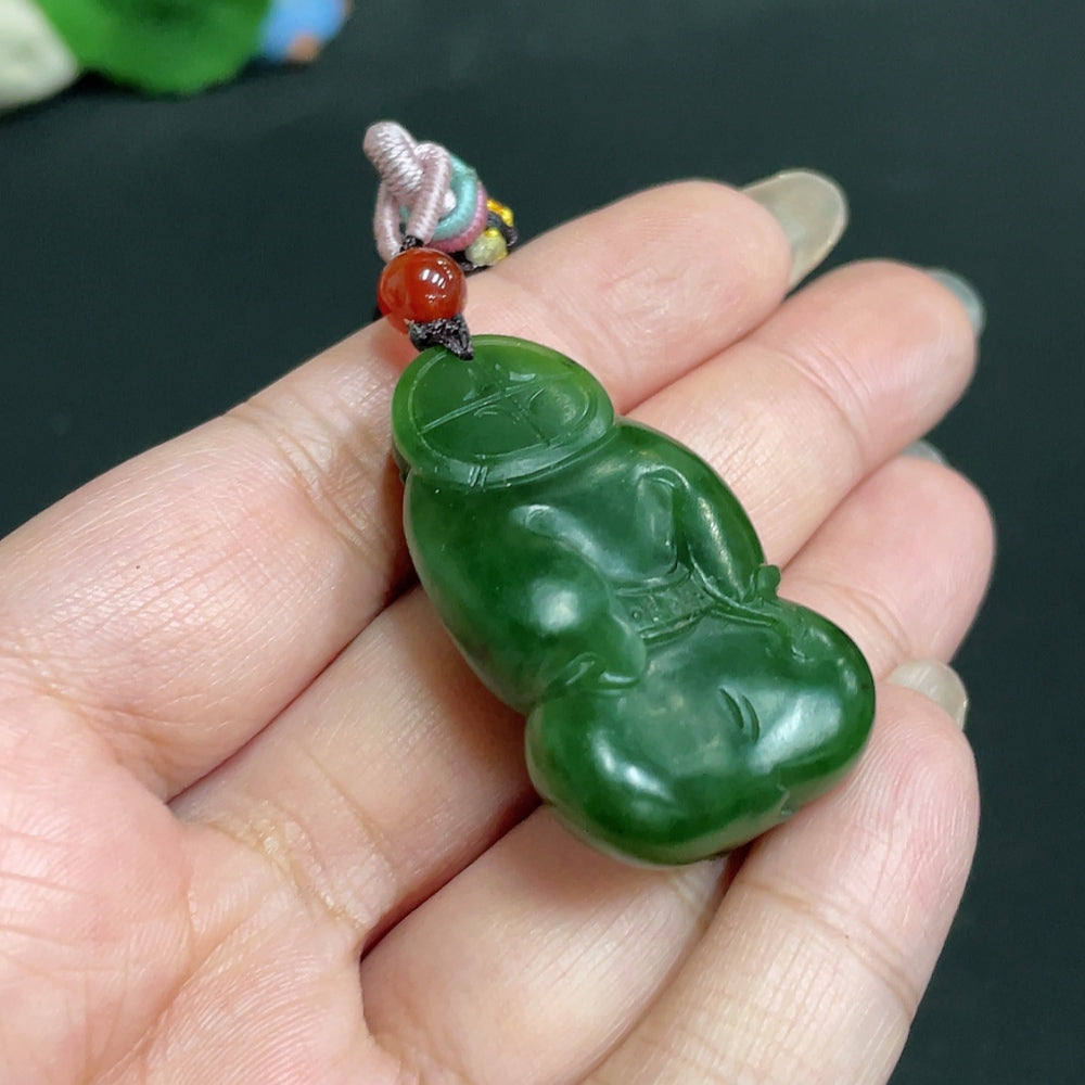 Hetian Jade Pendant Buddha Total Weight Approx. [with Rope] 23.4g
