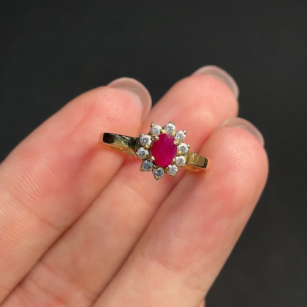 Ruby Inlaid Ring 14k GoldNon-Diamond