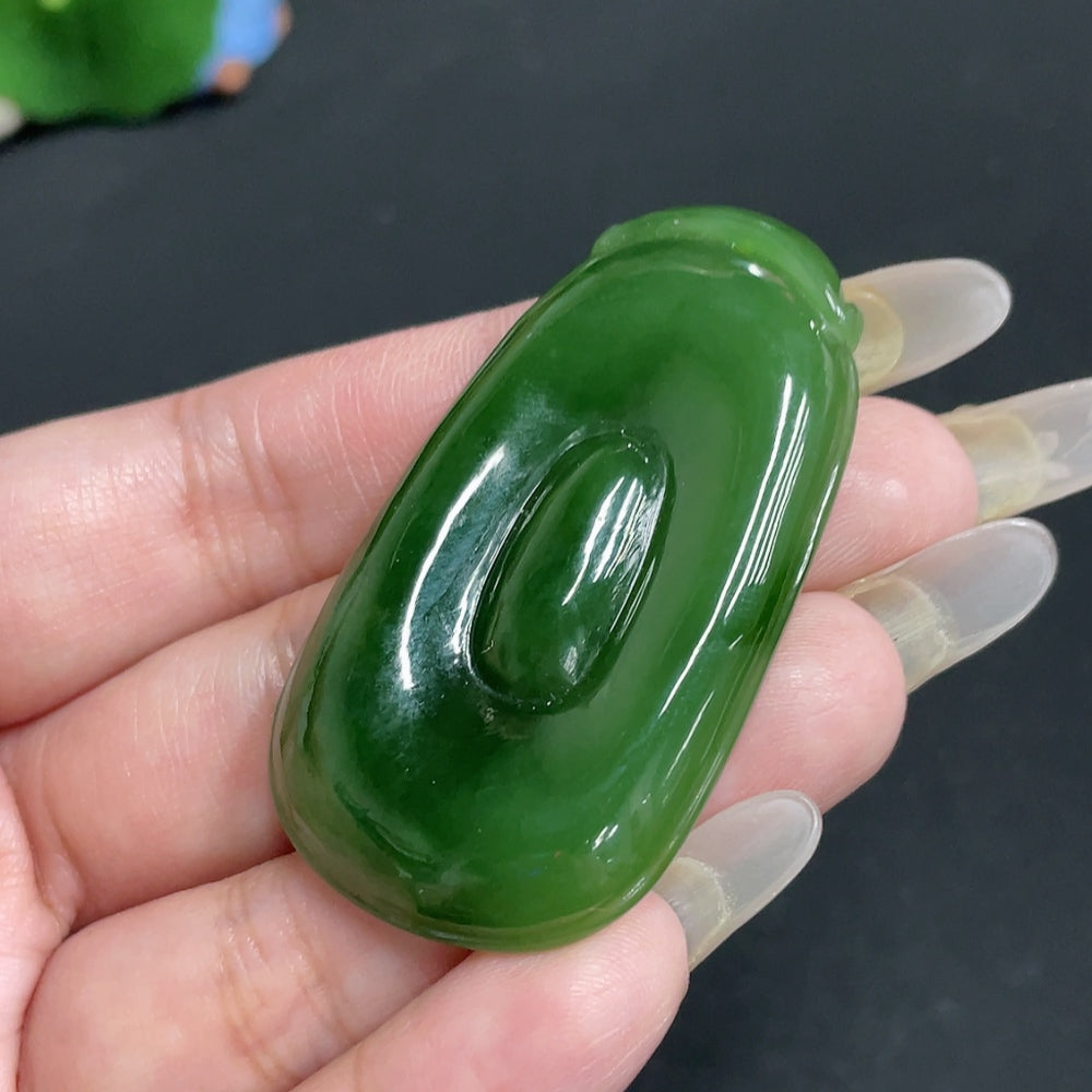 Hetian Jade Pendant, Blessing Shell, Total Weight: About 22.2g