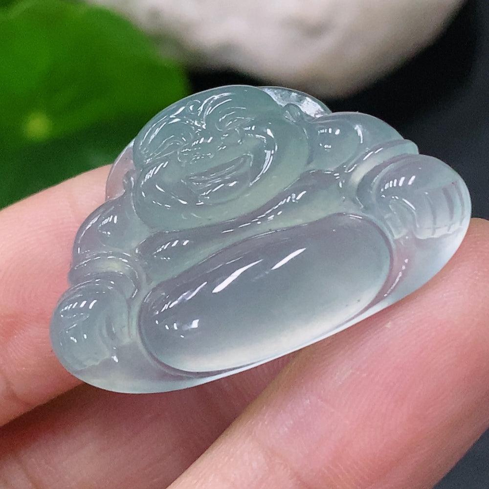 Jadeite inlaid Buddha pendant, total weight approximately 5.17g