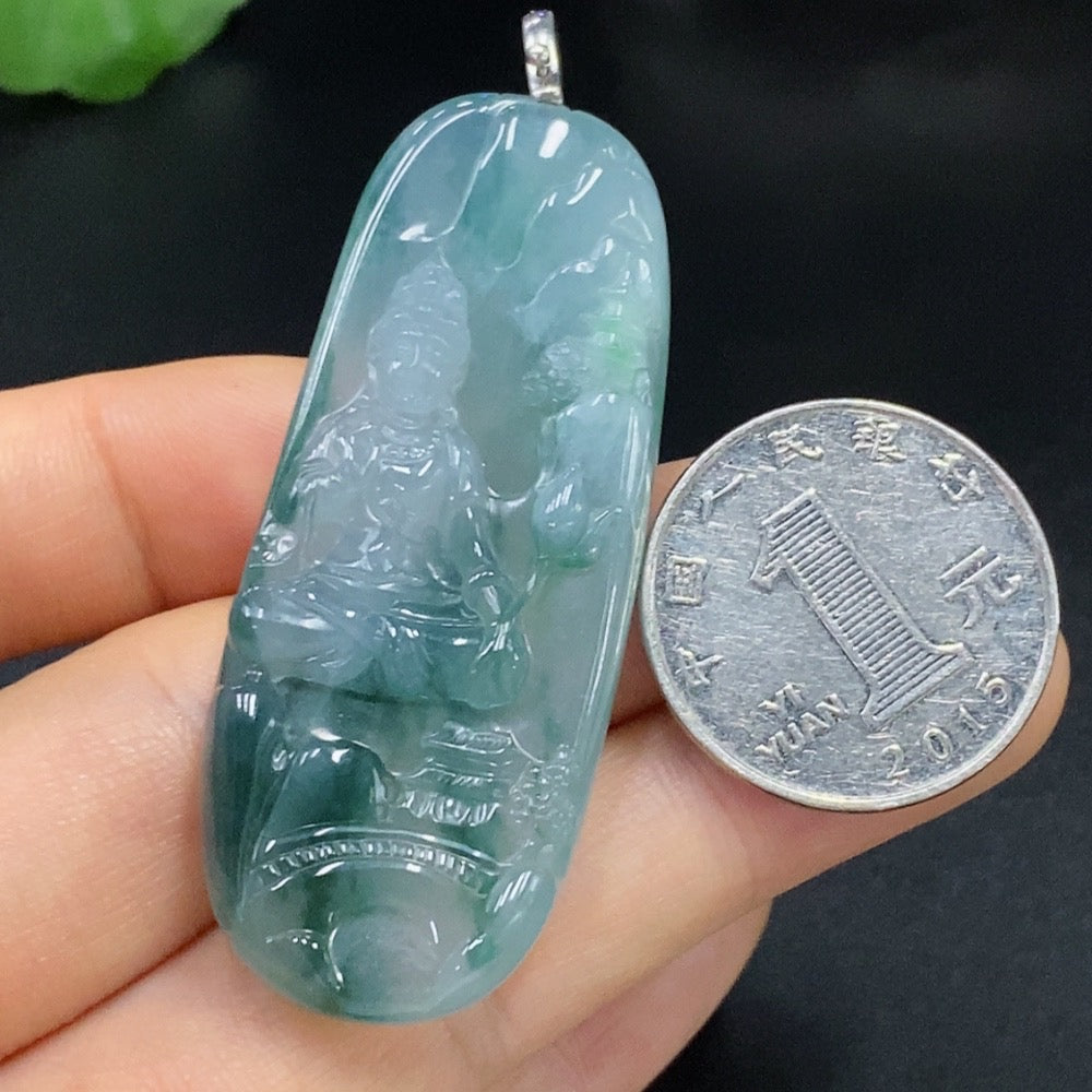 Jadeite Guanyin Pendant Total Weight Approx. 24.11g Non-Gold Fastener
