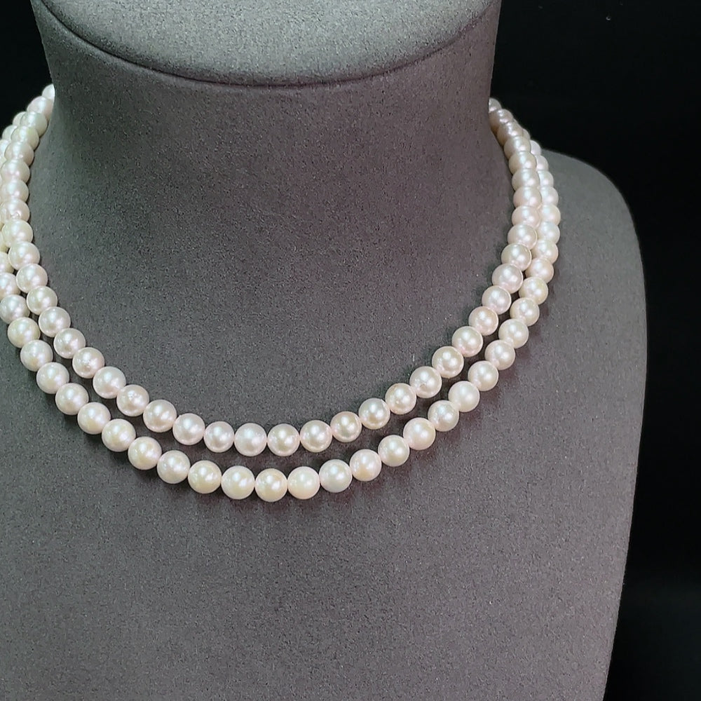 18K gold saltwater pearl necklace, total weight approximately 44.69g, pearl size about 6.3mm