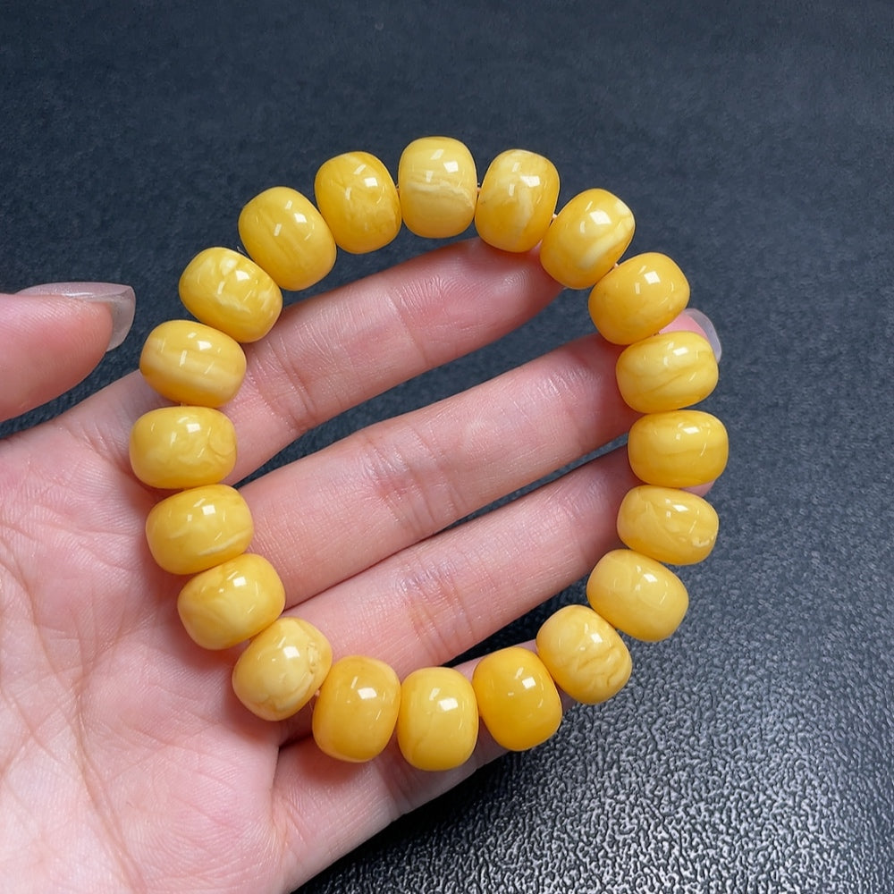 Amber Beeswax Bracelet, Total Weight Approx. 20.45g, Size About 12.4mm