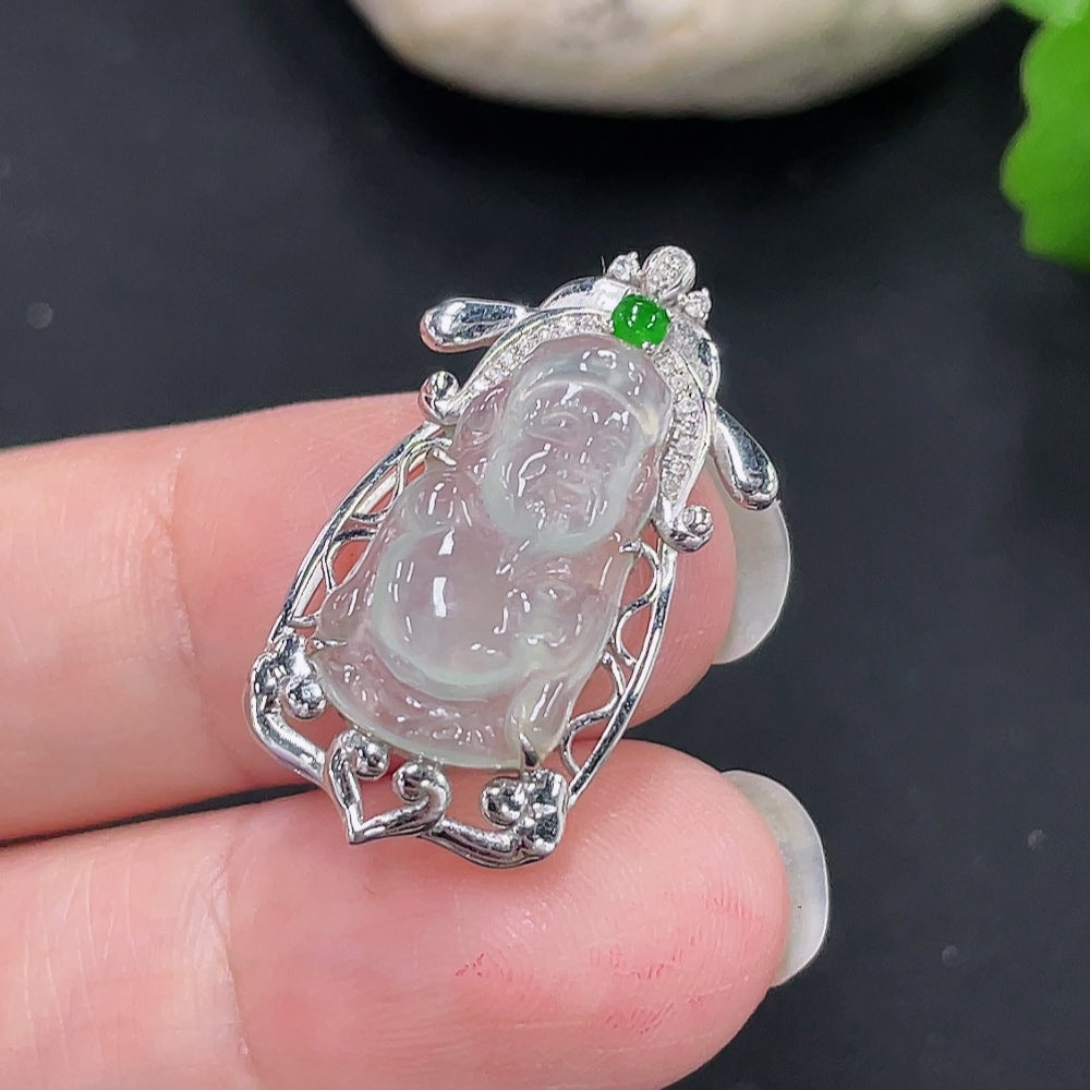 Jadeite Maitreya Inlaid Pendant 18K Gold Total Weight Approx.2.5g (Non-Diamond)