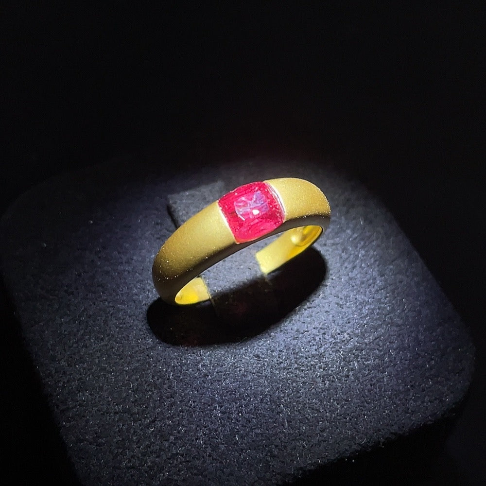 Spinel Inlaid Ring, 18K Gold, Size 14, Total Weight Approx. 2.92g
