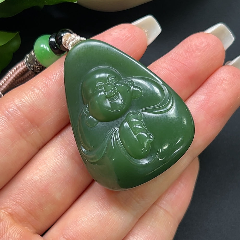 Hetian Jade Buddha Pendant with Cord