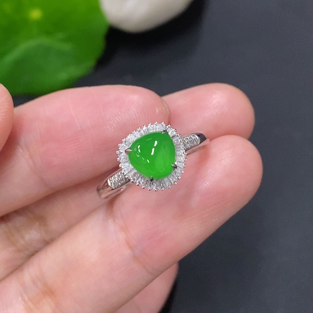 Jadeite Ring in 18K Gold (With Diamond Accents)