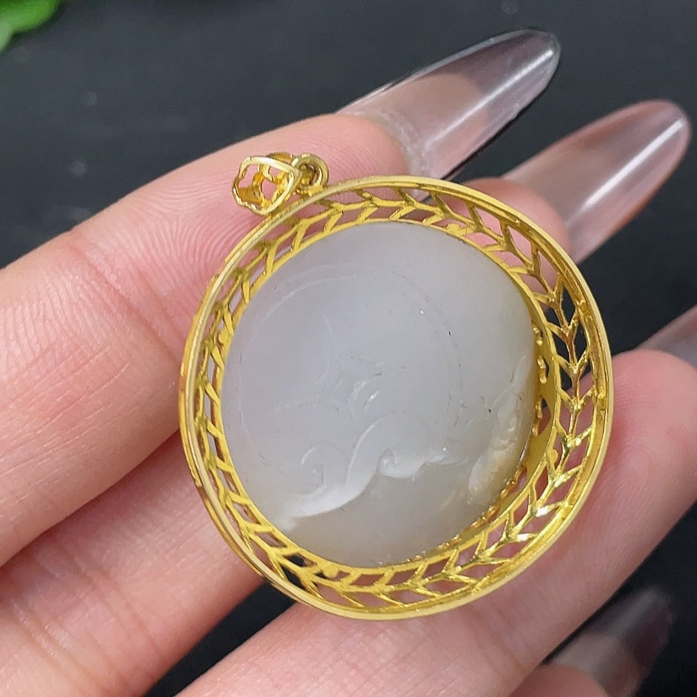 Hetian Jade Pendant - Buddha Figure, Undetermined Skin Color Origin, Contains Other Mineral Components, Total Weight Approximately 11.3g