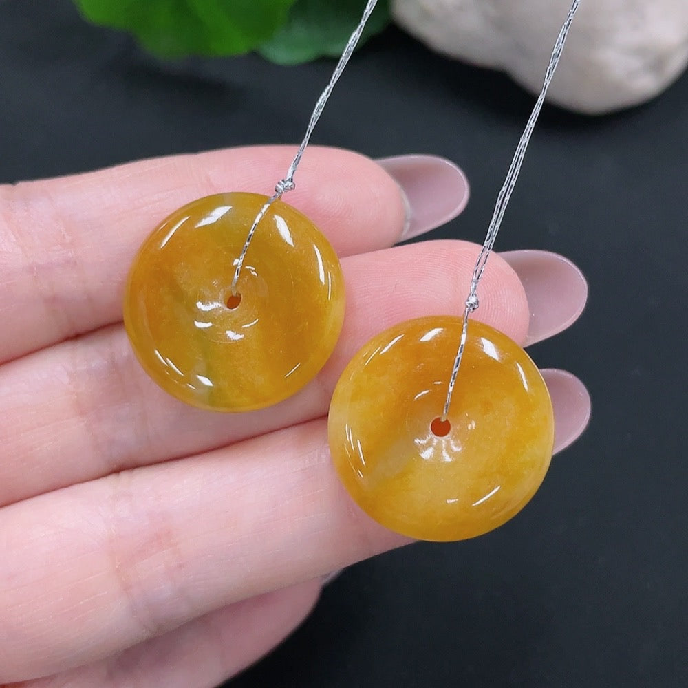 Jadeite Peace Button Pendant Sell as a Lot (Color origin undetermined)
