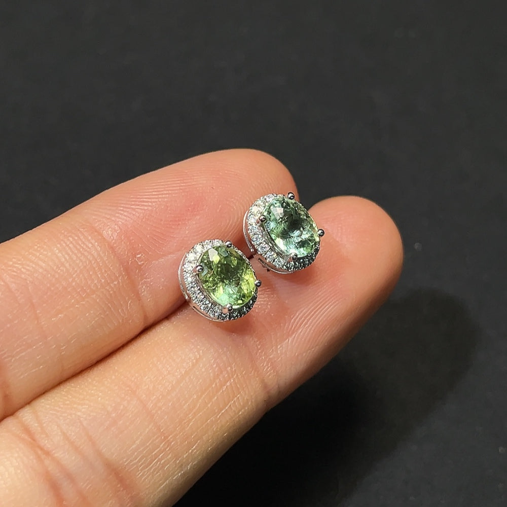 Tourmaline Earrings with Diamond Accents, 18K Gold