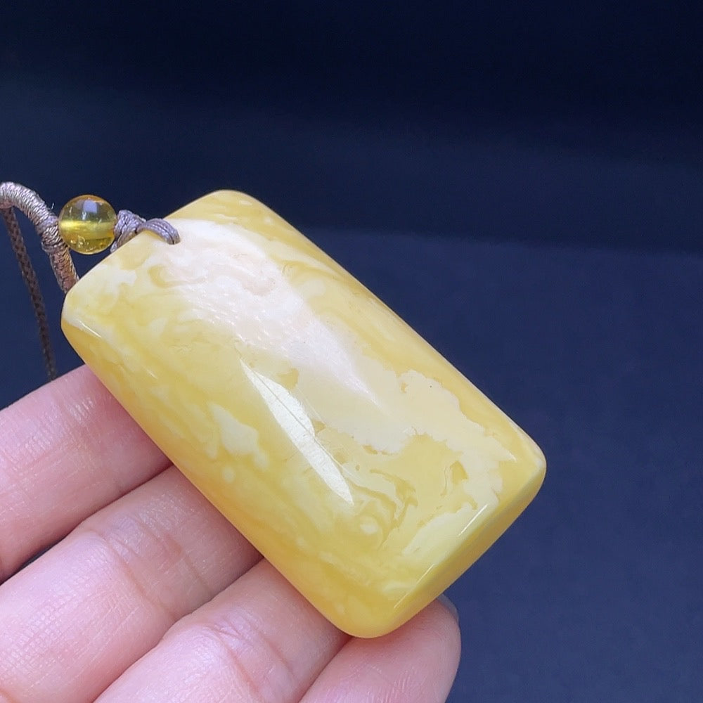 Amber Beeswax Pendant (Total weight including cord: approx. 20.79g)