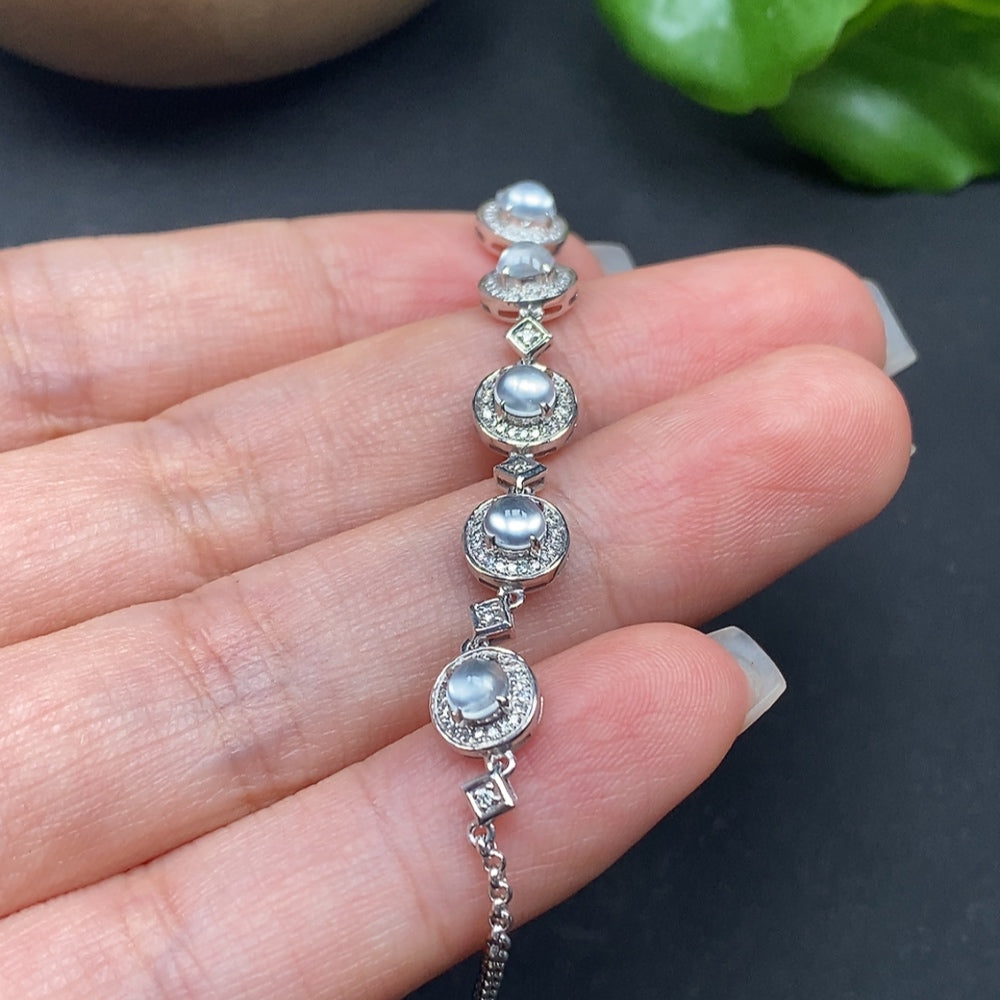 Jadeite Inlaid Bracelet with Diamond Accents 18k