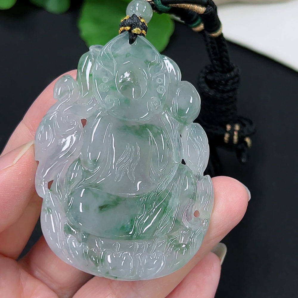 Jadeite Guanyin Pendant (including rope weight)
