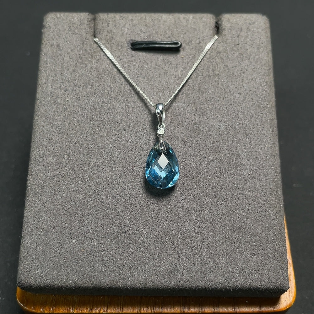 Topaz Pendant with Diamond Accents, 18K Gold, Color Origin Undetermined