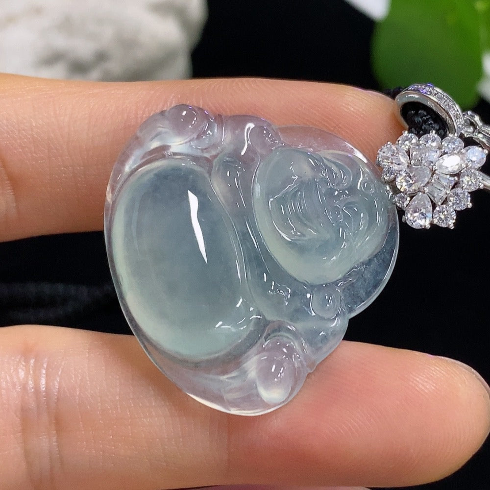 Jadeite Buddha Inlaid Pendant 18k Non-Gold Non-Diamond (Excluding Rope)