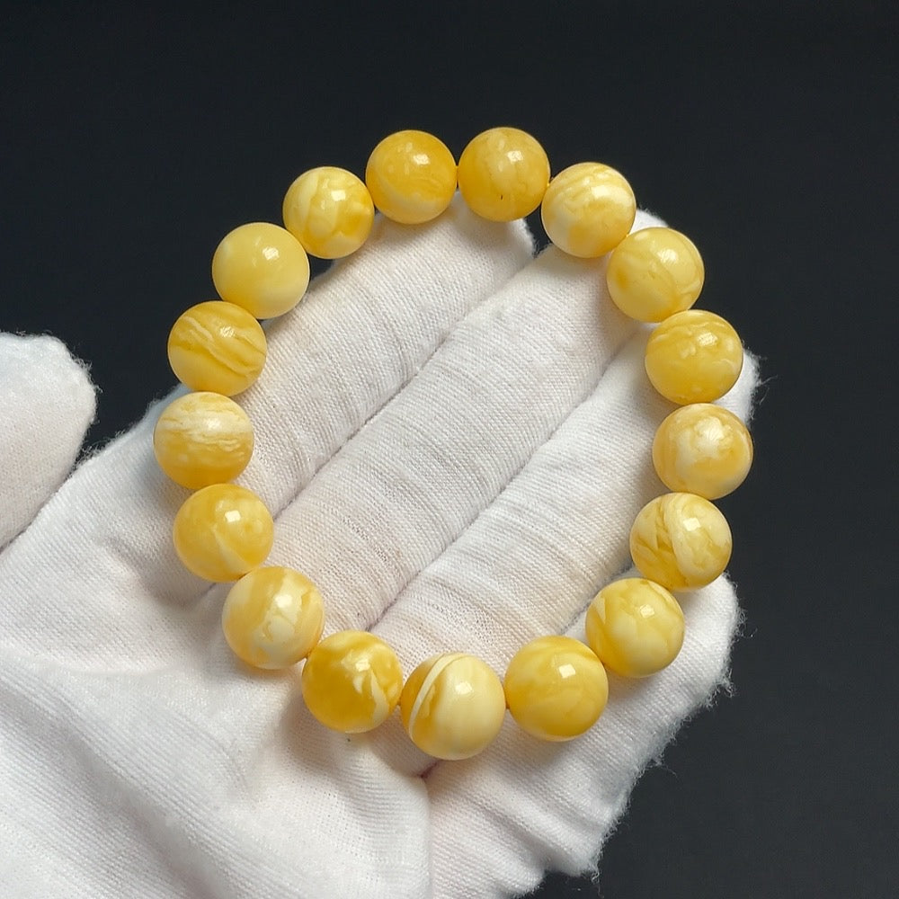 Amber Beeswax Bracelet, Approx. 11.4mm, Total Weight Approx. 13.48g