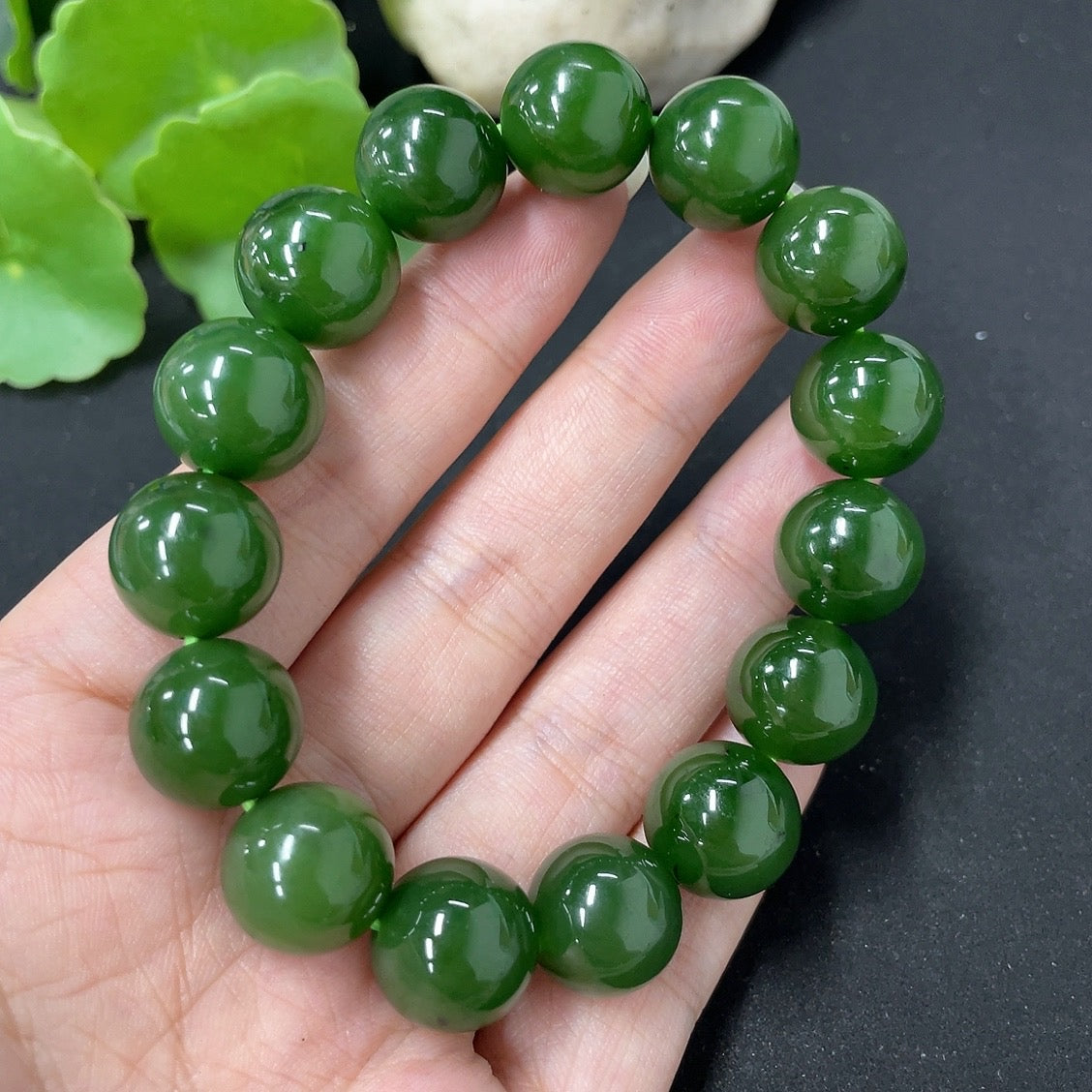 Hetian Jade Bracelet, Approx. 13.4mm, Total Weight Approx. 56.8g