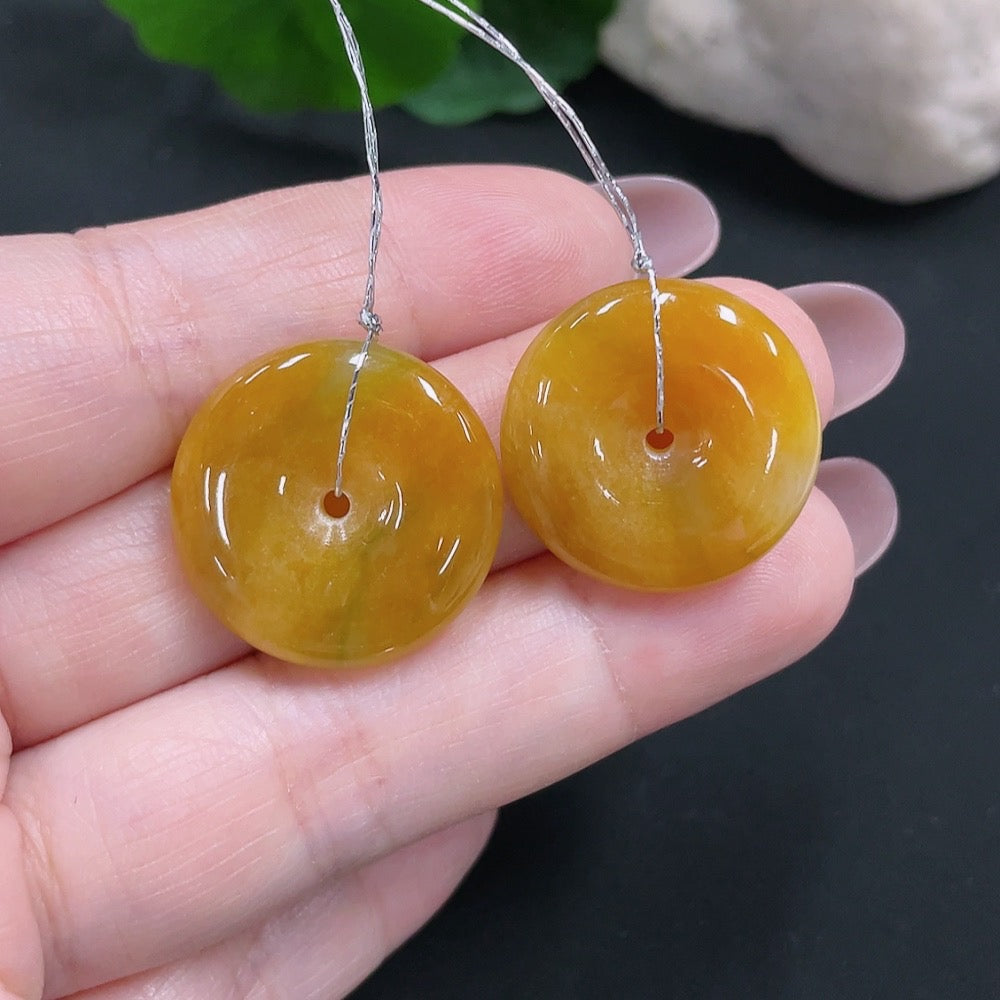 Jadeite Peace Button Pendant Sell as a Lot (Color origin undetermined)