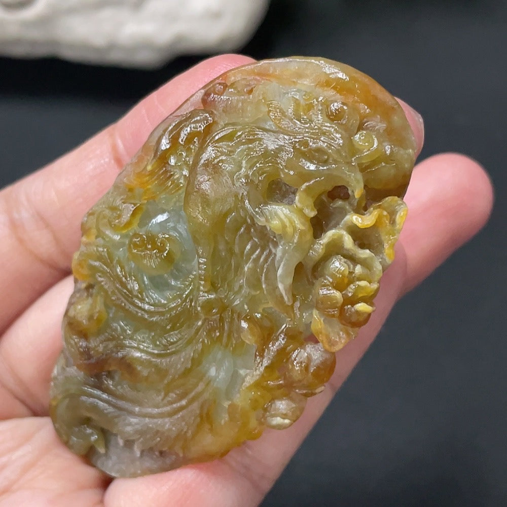 Jadeite Rough Phoenix Pendant Total Weight Approx.32g Color Origin Undetermined