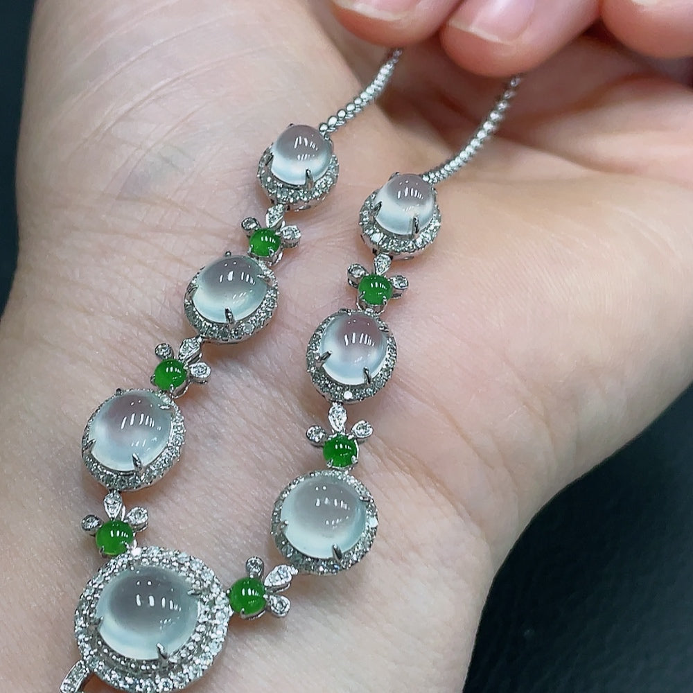 Jadeite Bezel-Set Cabochon Necklace 18k Main Chain Approx. Total Weight 13.88g