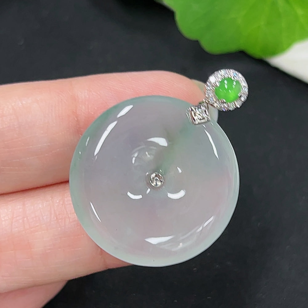 Jadeite Safety Buckle Pendant 18K Gold Total Weight Approx. 8.1g (With Diamond Accents)