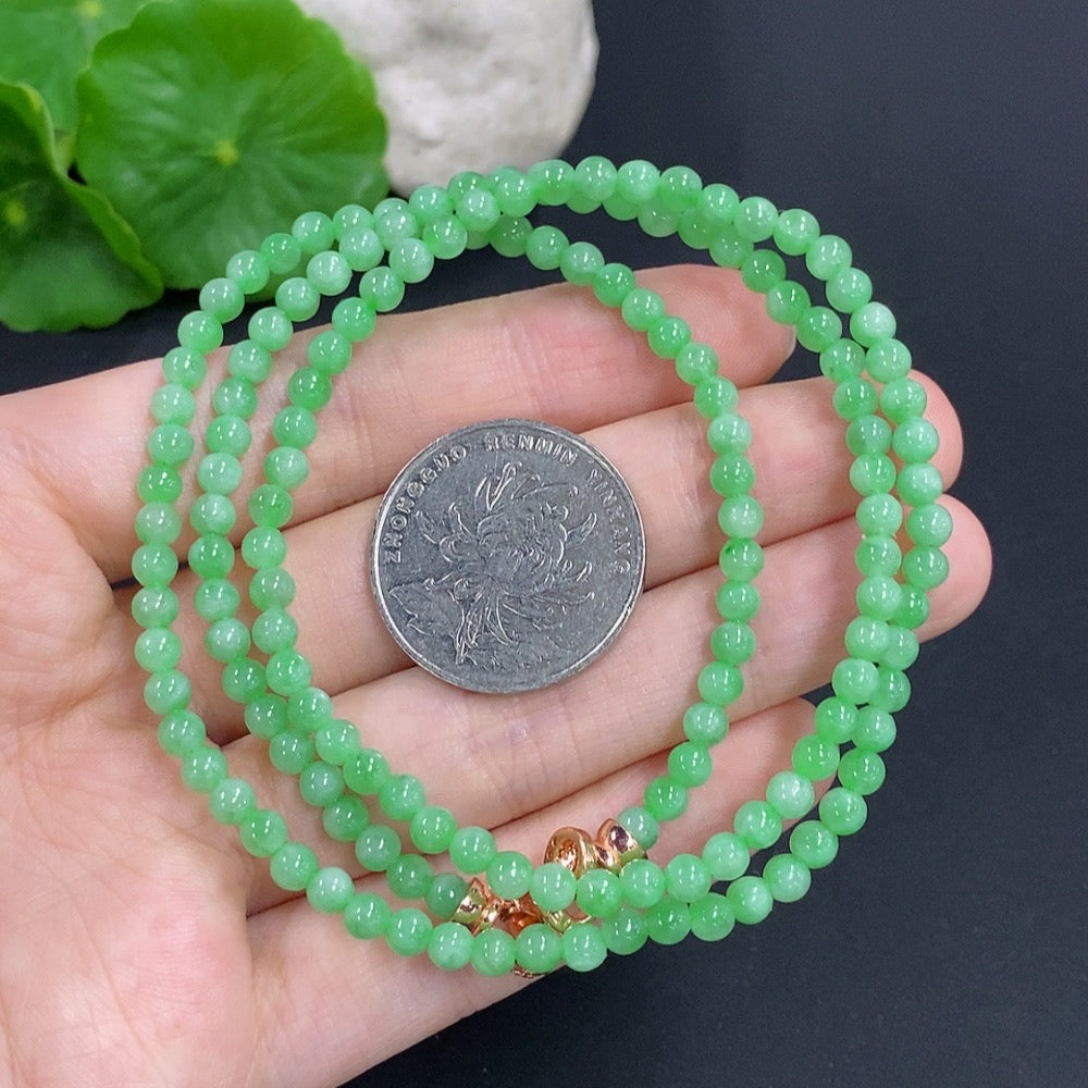 Jadeite Bead Necklace Non-Gold Total Weight Approximately 17g Size About 3.8mm